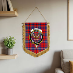 Wishart Dress Tartan Crest Wall Hanging Banner - Wood Pole