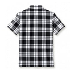MacFarlane Black - White Tartan Crest Birdseye Mesh Polo Shirt