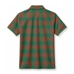 Menzies Green Ancient Tartan Crest Birdseye Mesh Polo Shirt