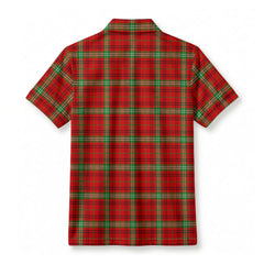 Morrison Red Modern Tartan Crest Birdseye Mesh Polo Shirt