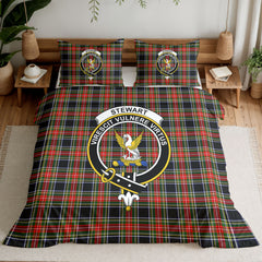 Stewart Black Tartan Crest Bedding Set