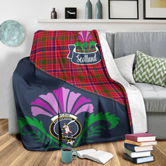 McRae Modern Tartan Crest Premium Blanket - Thistle Style