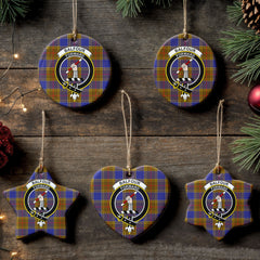Balfour Modern Tartan Crest Christmas Ceramic Ornament