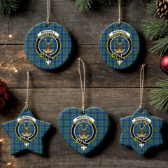 Marshall Tartan Crest Christmas Ceramic Ornament