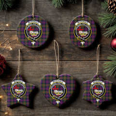 McDonald Modern Tartan Crest Christmas Ceramic Ornament