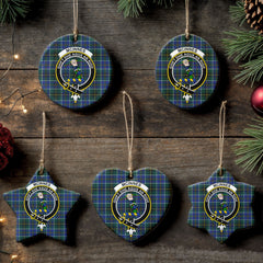 McInnes Modern Tartan Crest Christmas Ceramic Ornament