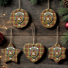 McMillan Old Weathered Tartan Crest Christmas Ceramic Ornament