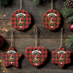 Wallace Weathered Tartan Crest Christmas Ceramic Ornament