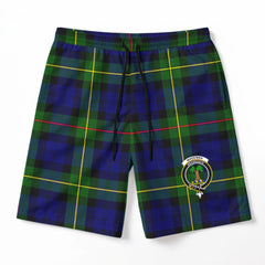 MacEwan Modern Tartan Crest Men's Beach Shorts