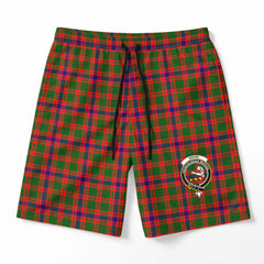 Skene Modern Tartan Crest Men's Beach Shorts