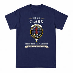 Clark Modern Tartan Crest Mischief and Mayhem T-shirt