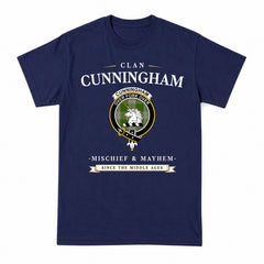 Cunningham Dress Green Dancers Tartan Crest Mischief and Mayhem T-shirt