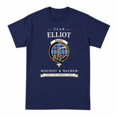 Elliot Ancient Tartan Crest Mischief and Mayhem T-shirt