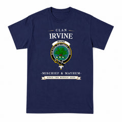 Irvine Ancient Tartan Crest Mischief and Mayhem T-shirt
