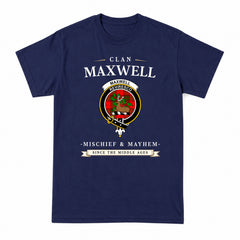 Maxwell Modern Tartan Crest Mischief and Mayhem T-shirt