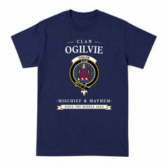 Ogilvie Hunting Modern Tartan Crest Mischief and Mayhem T-shirt