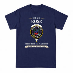Rose Hunting Modern Tartan Crest Mischief and Mayhem T-shirt