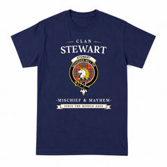 Stewart of Appin Ancient Tartan Crest Mischief and Mayhem T-shirt