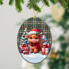 Craig Ancient Tartan Christmas Ceramic Ornament - Highland Cow Winter Style
