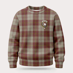 Cunningham Burgundy Dancers Tartan Crest Sweater