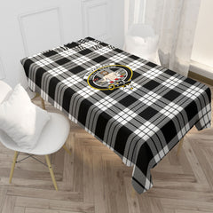 MacFarlane Black - White Tartan Crest Tablecloth