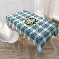 Stewart Muted Blue Tartan Crest Tablecloth