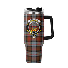 Cameron of Erracht Weathered Tartan Crest 40 oz Insulated Tumbler with Handle
