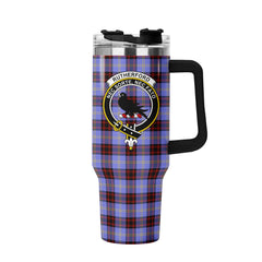 Rutherford Tartan Crest 40 oz Insulated Tumbler with Handle