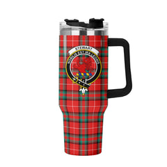Stewart (Stuart) of Bute Tartan Crest 40 oz Insulated Tumbler with Handle