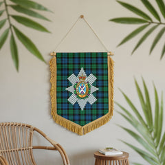 Black Watch Ancient Tartan Crest Wall Hanging Banner - Wood Pole