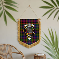 Chalmers Tartan Crest Wall Hanging Banner - Wood Pole