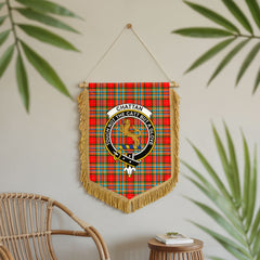 Chattan Tartan Crest Wall Hanging Banner - Wood Pole