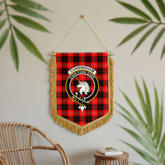 Cunningham Modern Tartan Crest Wall Hanging Banner - Wood Pole