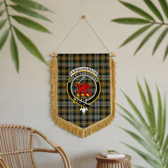 Farquharson Weathered Tartan Crest Wall Hanging Banner - Wood Pole