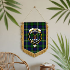 Forbes Modern Tartan Crest Wall Hanging Banner - Wood Pole