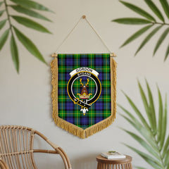 Gordon Modern Tartan Crest Wall Hanging Banner - Wood Pole