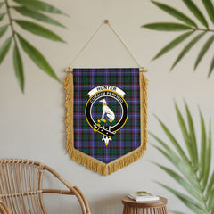 Hunter Modern Tartan Crest Wall Hanging Banner - Wood Pole