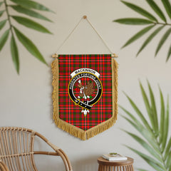 MacKinnon Modern Tartan Crest Wall Hanging Banner - Wood Pole