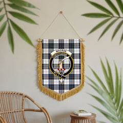 MacRae Dress Modern Tartan Crest Wall Hanging Banner - Wood Pole
