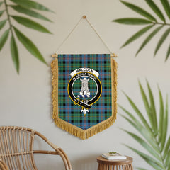 Malcolm Ancient Tartan Crest Wall Hanging Banner - Wood Pole
