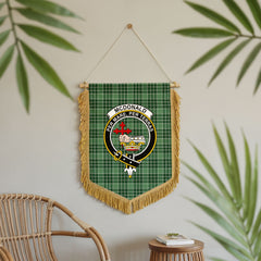 McDonald Lord of the Isles Hunting Tartan Crest Wall Hanging Banner - Wood Pole