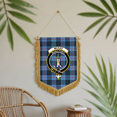 McKay Blue Tartan Crest Wall Hanging Banner - Wood Pole