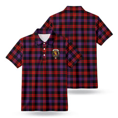 Broun Modern Tartan Crest Birdseye Mesh Polo Shirt