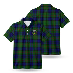 Dundas Modern Tartan Crest Birdseye Mesh Polo Shirt