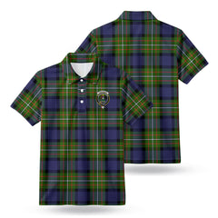 Fergusson Modern Tartan Crest Birdseye Mesh Polo Shirt