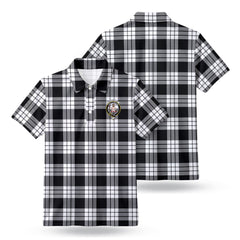 MacFarlane Black - White Tartan Crest Birdseye Mesh Polo Shirt