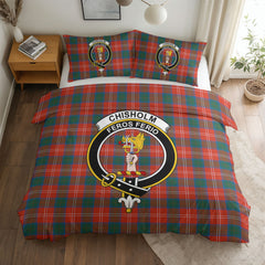 Chisholm Ancient Tartan Crest Bedding Set