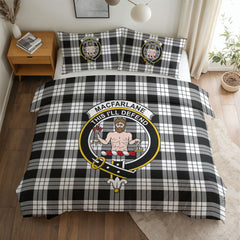 MacFarlane Black - White Tartan Crest Bedding Set
