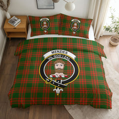Menzies Green Modern Tartan Crest Bedding Set