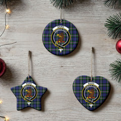 Baird Modern Tartan Crest Christmas Ceramic Ornament